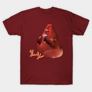 Fat Red Hen and Wine T-Shirt